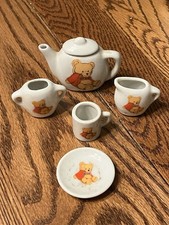 Vintage Children's Teddy Bear Miniature Tea Set Tea Pot