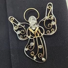 Vintage 50s Eisenberg Ice Angek Brooch Silver/Gold Metal Clear Crystal Christmas