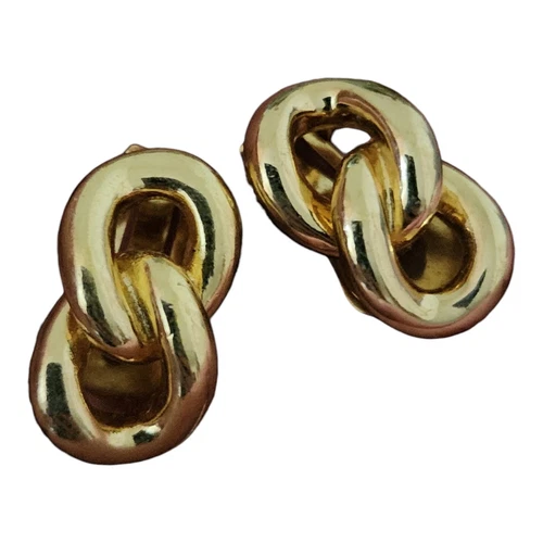 Boucles d'oreilles nœud tissé double chaîne ton or Christian Dior