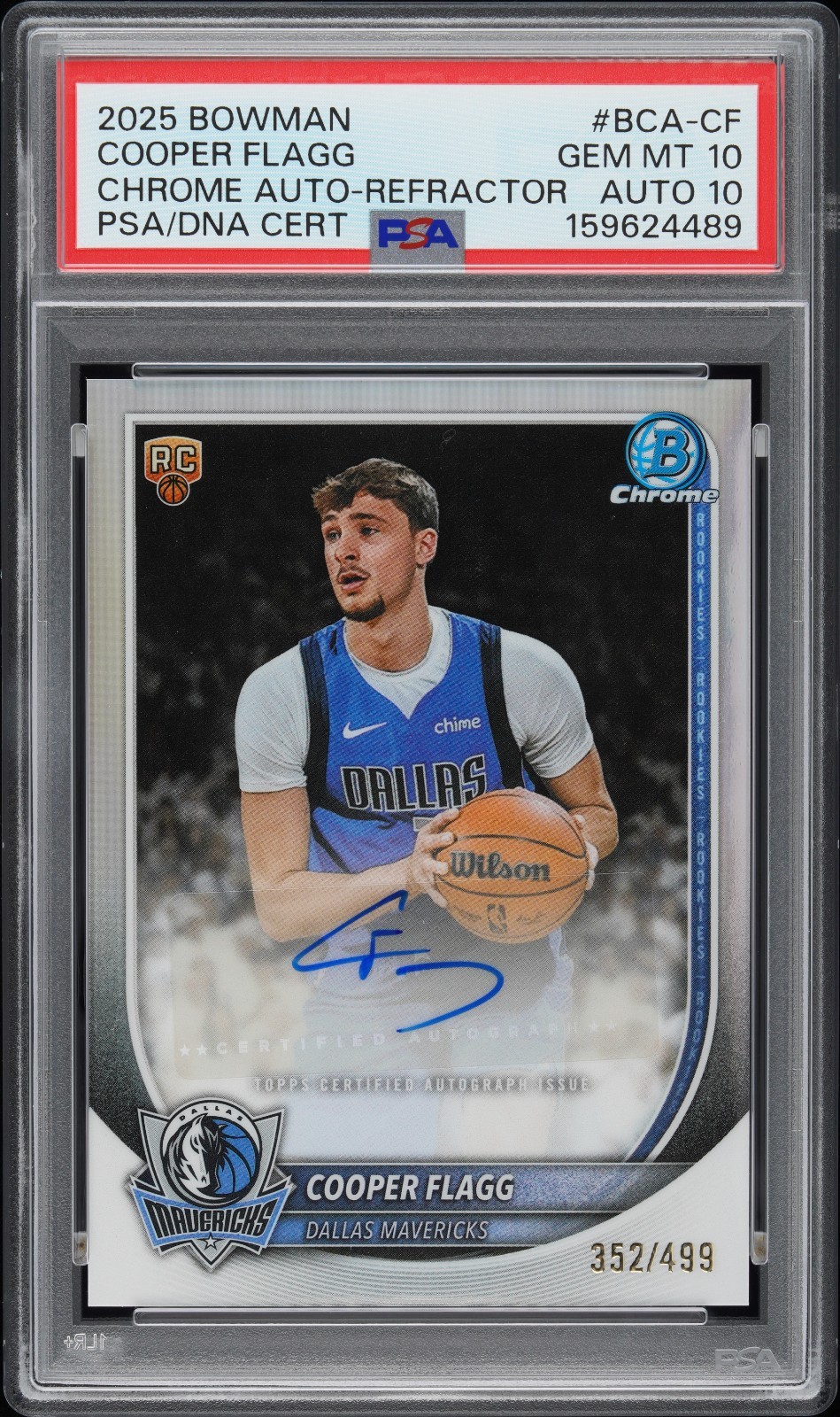 COOPER FLAGG RC 2025 BOWMAN CHROME REFRACTOR ROOKIE AUTO SP 352/499 PSA 10 POP 1