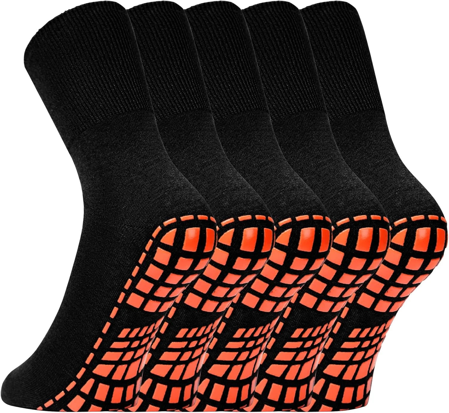 NOVAYARD 5 Pairs Non Slip Socks Hospital Diabetic Non Skid Slipper Socks Men Wom