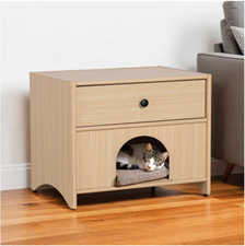 Nightstand with Storage Drawer Side Table End Table with Cat House Indoor