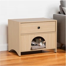 Nightstand with Storage Drawer Side Table End Table with Cat House Indoor