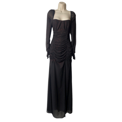 NEW DUNDAS X REVOLVE Stardust Rhinestone Black Semi Sheer Maxi Dress Size S  | eBay