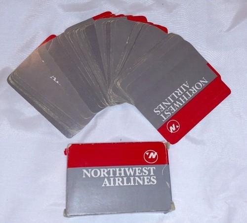 Baraja de avión de vuelo vintage de Northwest Airlines rojo gris años 70-80 - Imagen 2 de 4