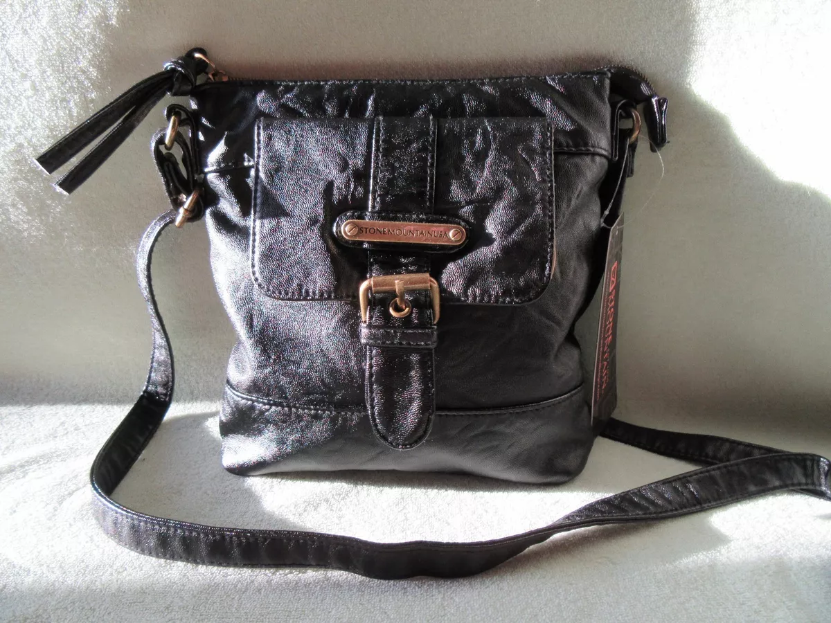 Stone Mountain Smokey MTN Black PU 1 Strap Small Shoulder/Cross Bag NICE NWT