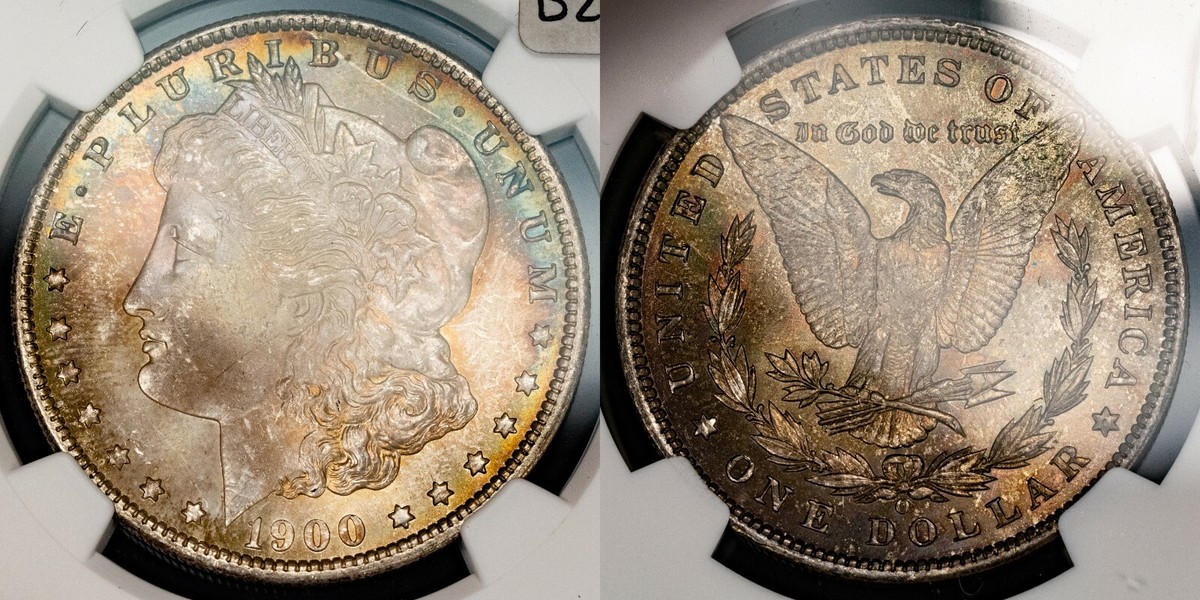 GMFN200B○domani / ドマーニ Morganton モーガントン 1900-O $1 Morgan Dollar - Rainbow Terminal Toning - NGC MS 65