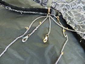 Agent Provocateur Soiree 34D bra waspie thong silver chains gold thorns crystals