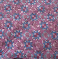 1 Yard HEARTS  STAR Quilt Print FLANNEL FABRIC Cotton Pink Blue White