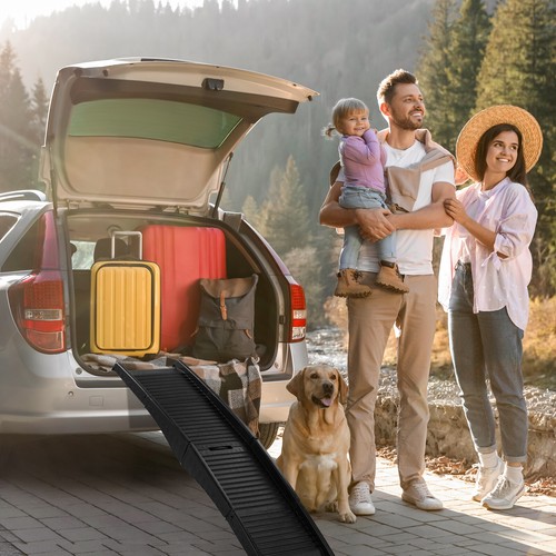 60 inch Nonslip Folding Dog Ramp, Tri-Fold Portable Lightweight Pet Ramp for Car - Picture 2 of 15