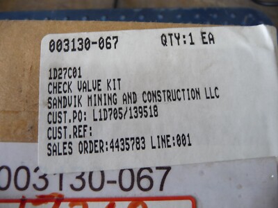 Sandvik Check Valve Kit 003130-067