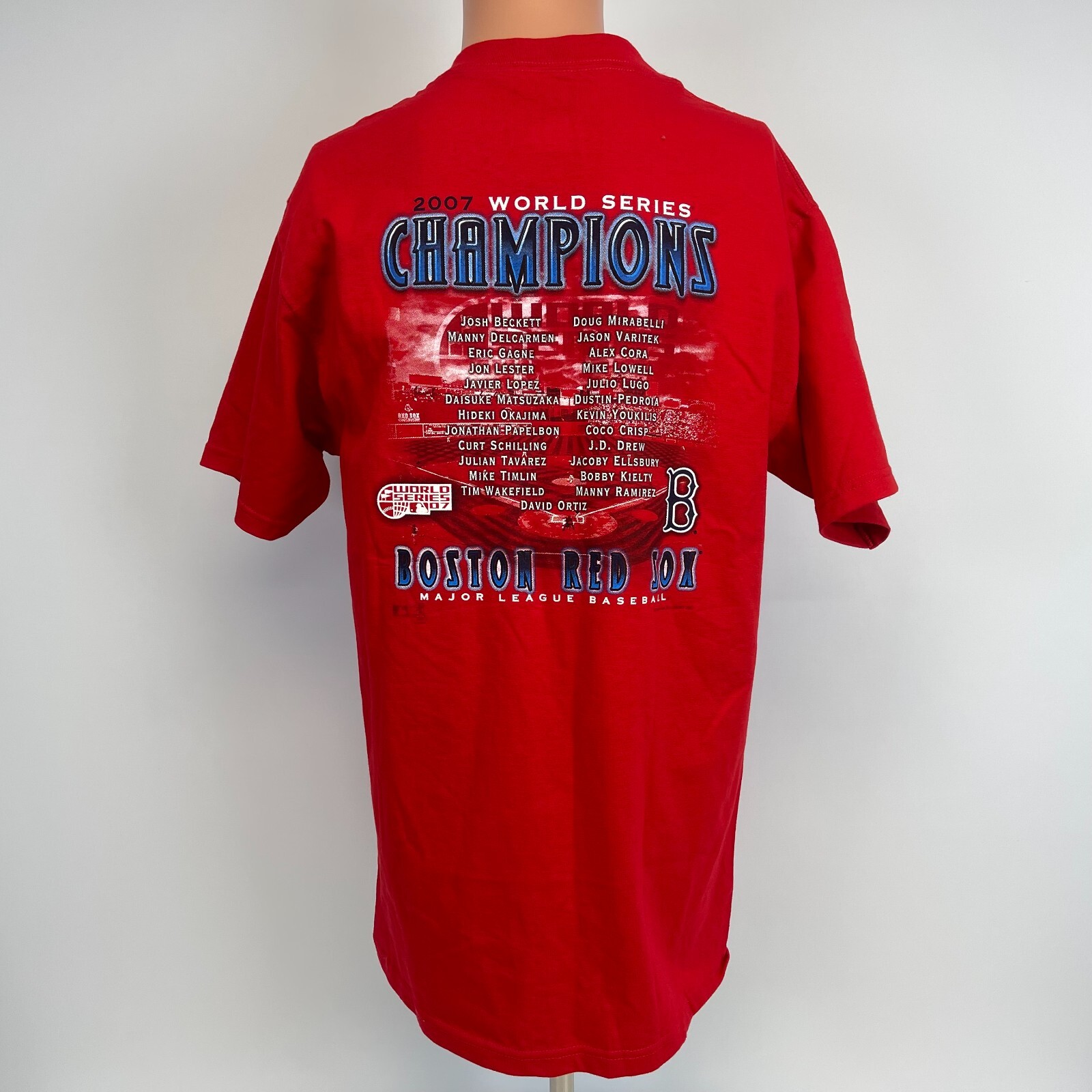 New Majestic Boston Red Sox 2007 World Series Champs Roster T Shirt MLB ...