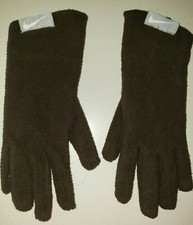 girls NIKE winter GLOVES solid dark brown size 8 to 20 orange fleece lined WARM