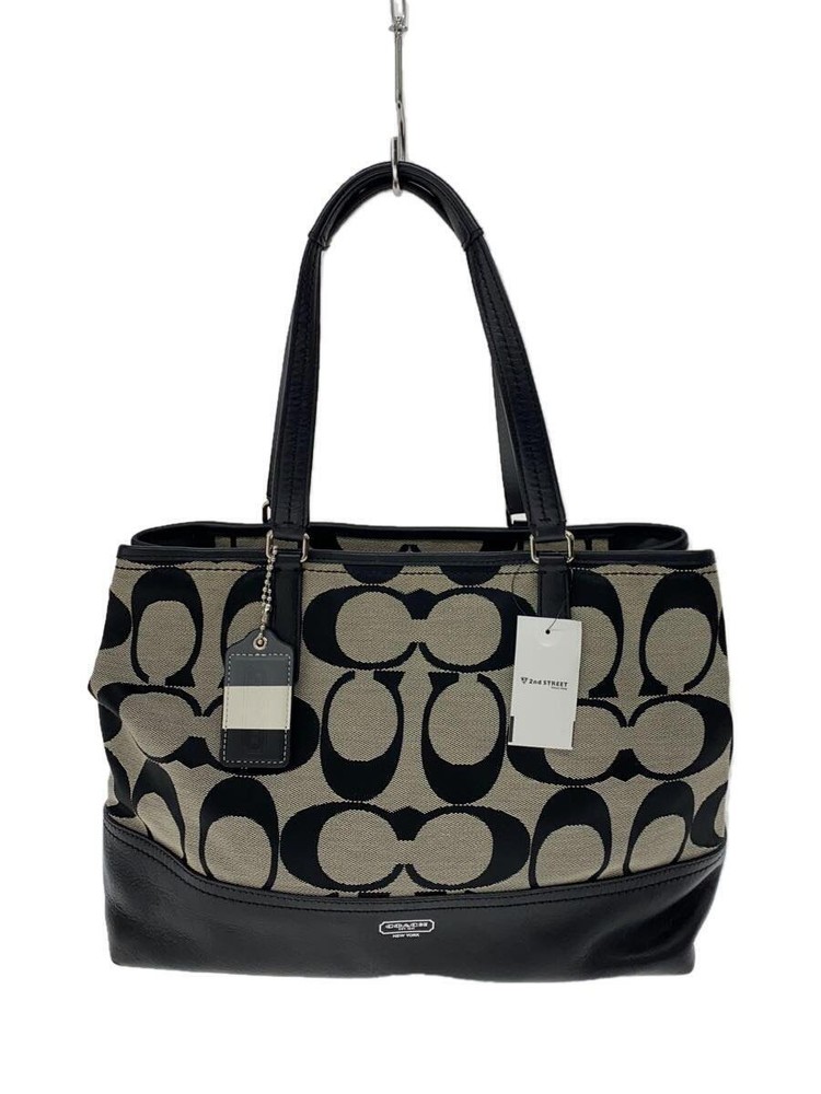 COACH Tote Bag_Signature Canvas BLK Full Pattern