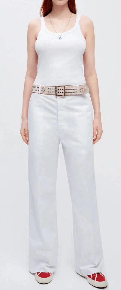 NUEVO CON ETIQUETAS RE/HECHO Mujer PANTALONES DE PIERNA ANCHA DEADSTOCK Blanco RELAJADO $300 Talla 6 34” W Foto 4 de 4