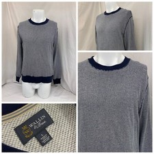 Wallin & Bros Sweater L Gray Check 100% Cotton Crewneck India Mint YGI Q1-1