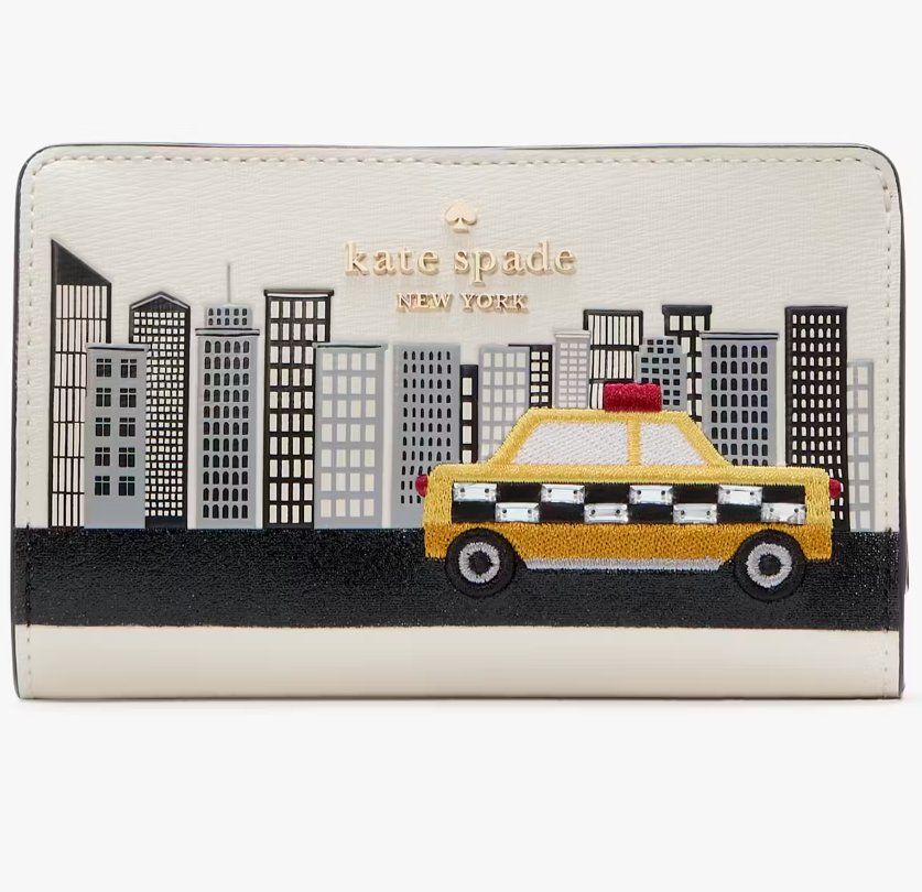 NWB Kate Spade NYC Big Apple Taxi Medium Wallet Meringue KJ058