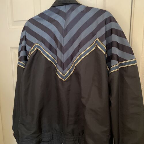 Vtg 80s FILA Track Suit Jacket + Pants Black Green Gold Zip Women's 10 - Picture 6 of 12