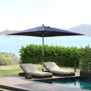 11.32'x8.69' Patio Umbrella w/Push Button Tilt &Crank for Deck Porch(Navy Blue)