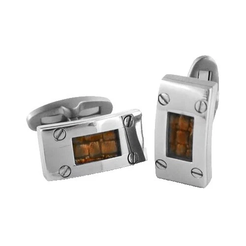 Мужские запонки титановый коричневый