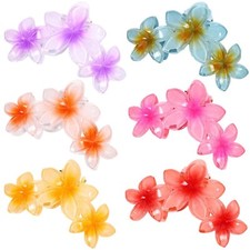 6 PCS Flower Hair Claw Clips Cute Hair Clips Hawaiian Plumeria FLower Claw cl...