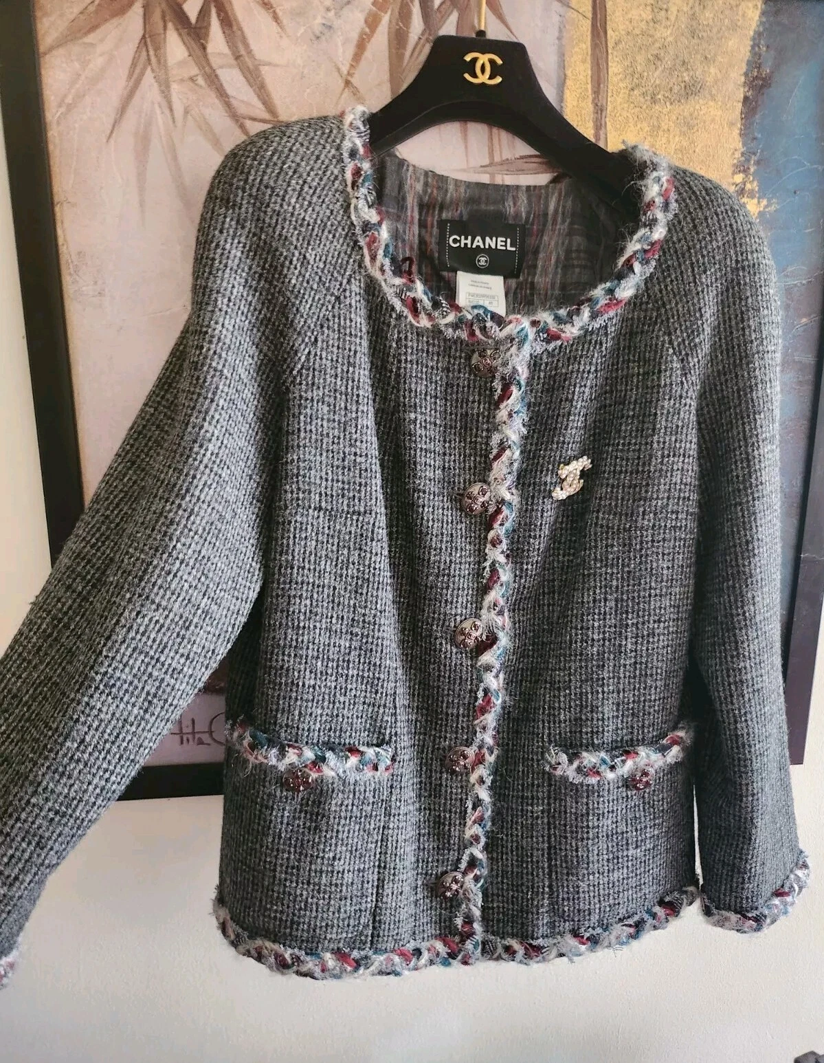 Giacca blazer CHANEL CC pre autunno 2013 P46302W05332 tweed lana passerella taglia 46