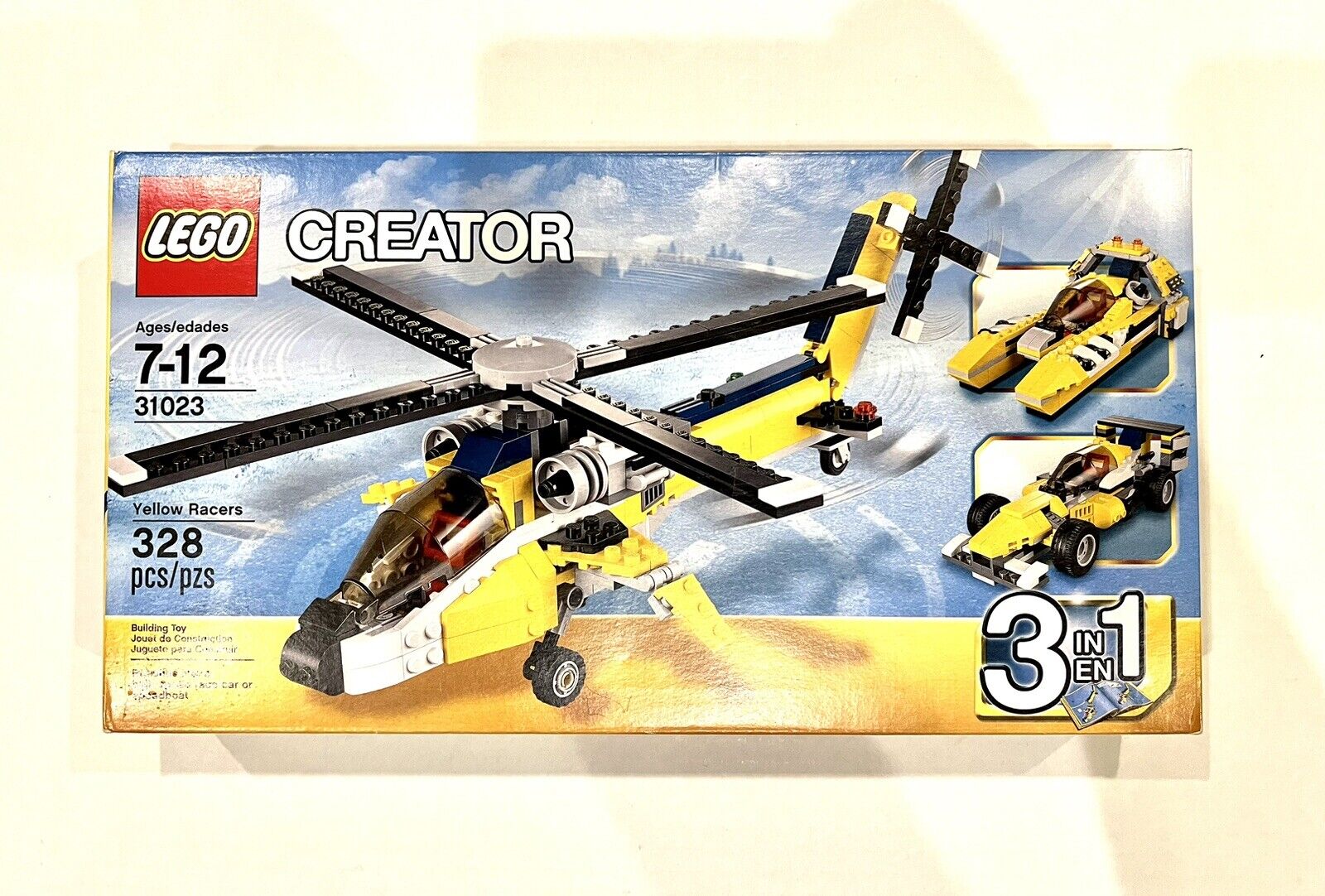 LEGO CREATOR: Yellow Racers (31023) New Sealed Helicopter Speed Boat Race Car