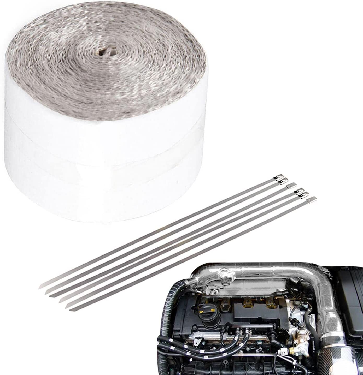 2" x 50' Adhesive Exhaust Header Pipe Wrap Heat Shield Tape Exhaust