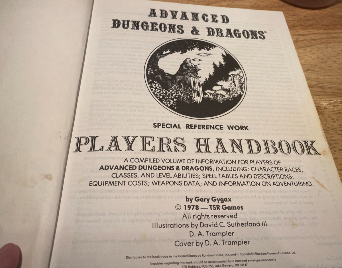 Advanced Dungeons and Dragons Players Handbook by Gary Gygax
