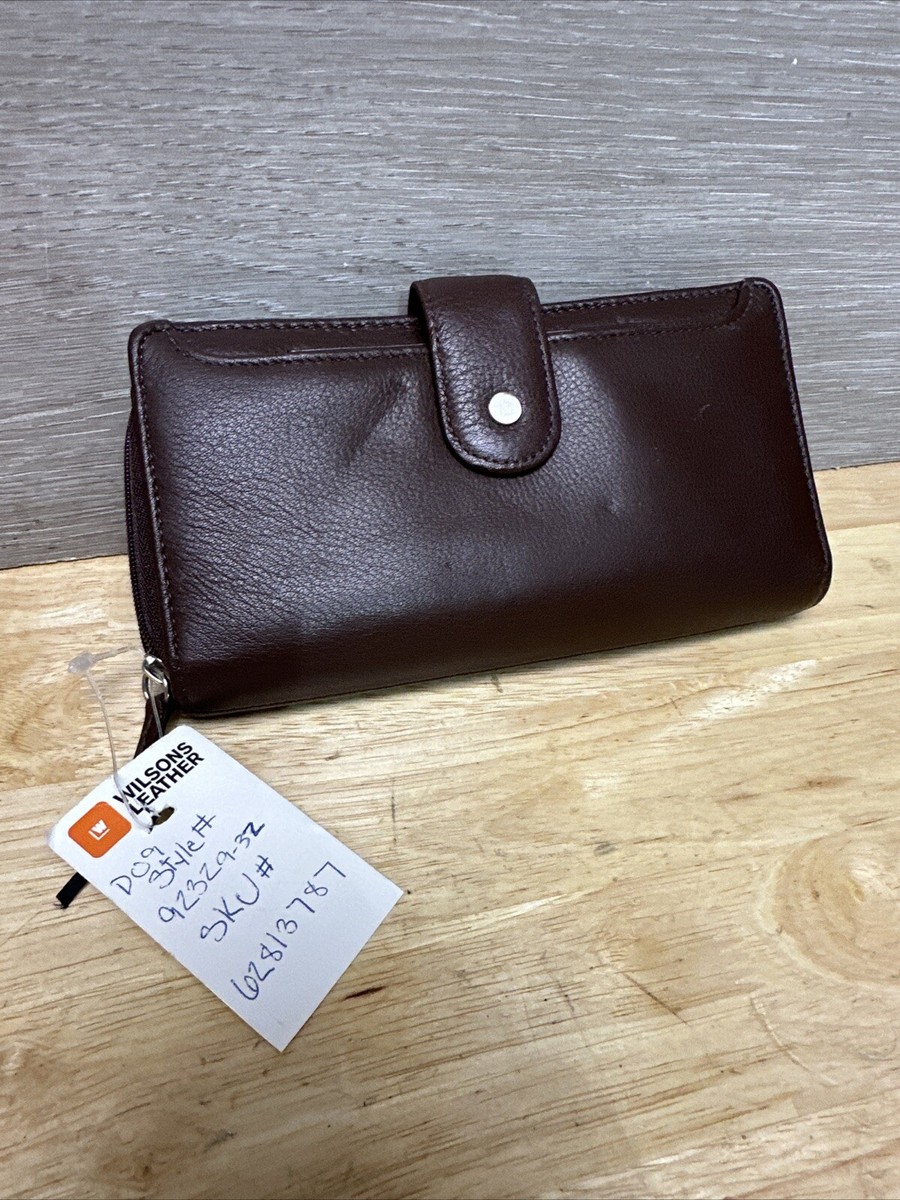 Wilson Leather Purse Wallet Clutch Card Organizer Brown ID Pouch