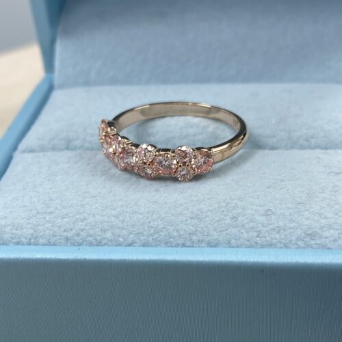Bague de mariage diamant rose 1,00 TCW ronde taille brillant cultivée en laboratoire or rose 14 carats - Photo 14 sur 16