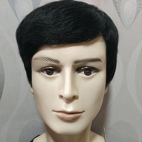 Men Wigs 100% Real Natural Human Hair black Short Hairpiece Cosplay Wig New - Picture 2 of 4
