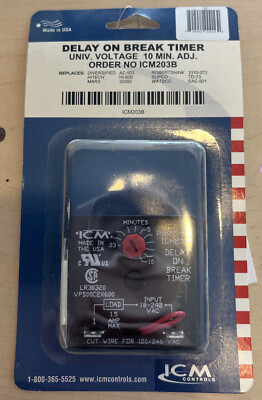 ICM Controls ICM203 Delay on Break Timer, 18-240 Vac, 1.25'' Height, 2'' Width 2''