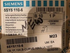 Siemens 5SY5 110-6 MINATURE CIRCUIT BREAKER MCB 220V 1 POLE 10A NEW IN BOX
