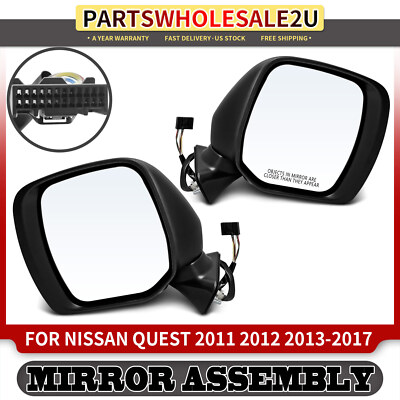 2x Driver & Passenger Black Power Mirror for Nissan Quest 2011 2012-2016 2017