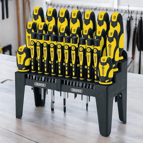 Draper Screwdriver & Bits Set 47pc Soft Grip c/w Stand Plain Slot PH PZ TX-STAR - Picture 5 of 11