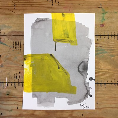 Matt Scalf 9x12 Yellow Abstract Contemporary Signed Fine Art ORIGINAL PAINTING