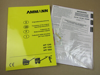 Ammann APF 1240 1250 1850 + Honda GX120 GX160 Owners Manual Maintenance