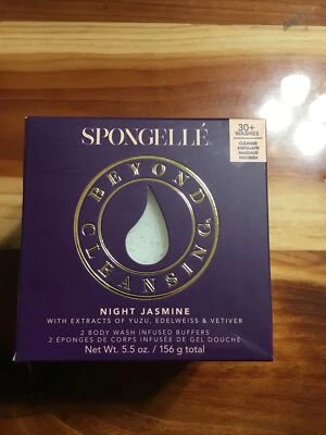 Spongelle NIGHT JASMINE DUO (Set Of 2) Infused Buffer Bath Sponges 5.5 Oz New