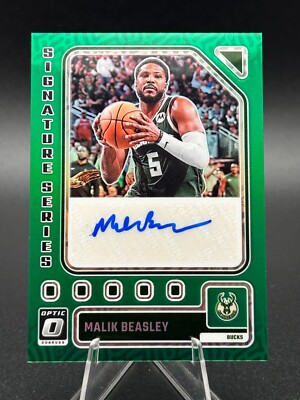 2023-24 Panini Donruss Optic Malik Beasley Signature Series Green Auto #SS-BEY