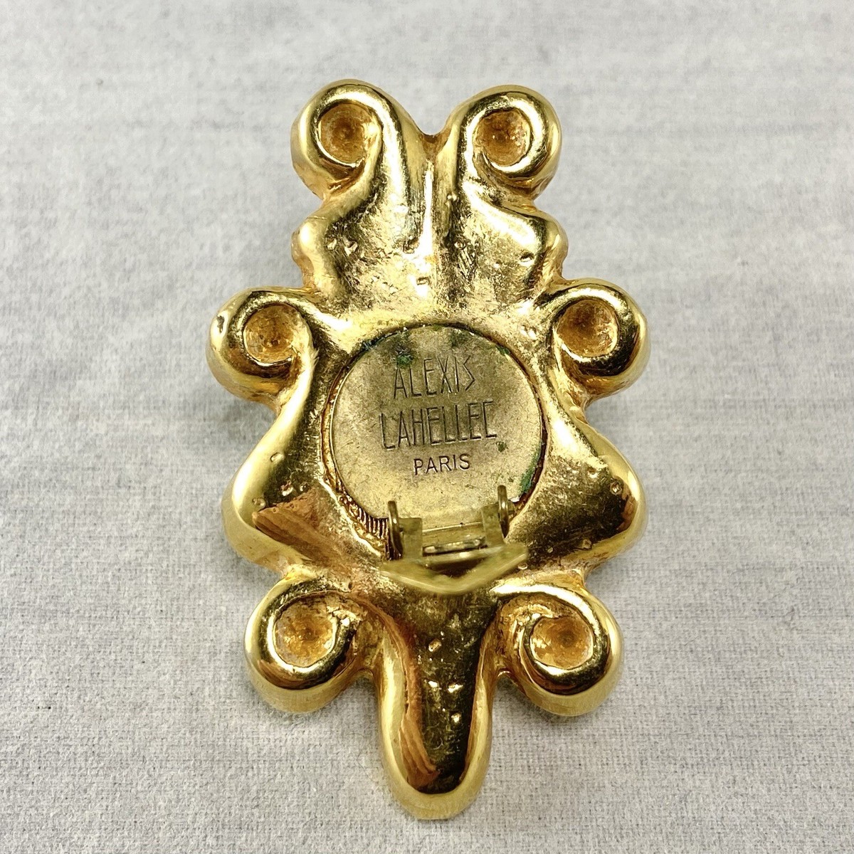 Vintage Alexis Lahellec Paris Goldtone & Multicolor Rhinestones