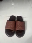 Luxury Men's Sandals Genuine Ostrich leg skin100% Handmade, Black size13US EU 47