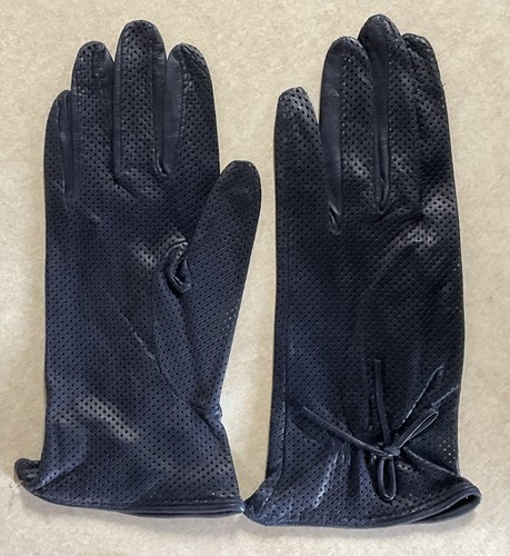 JB Guanti Navy Blue Leather Unlined Daily Gloves Handmade in Italy Size 7.5 - Picture 3 of 10