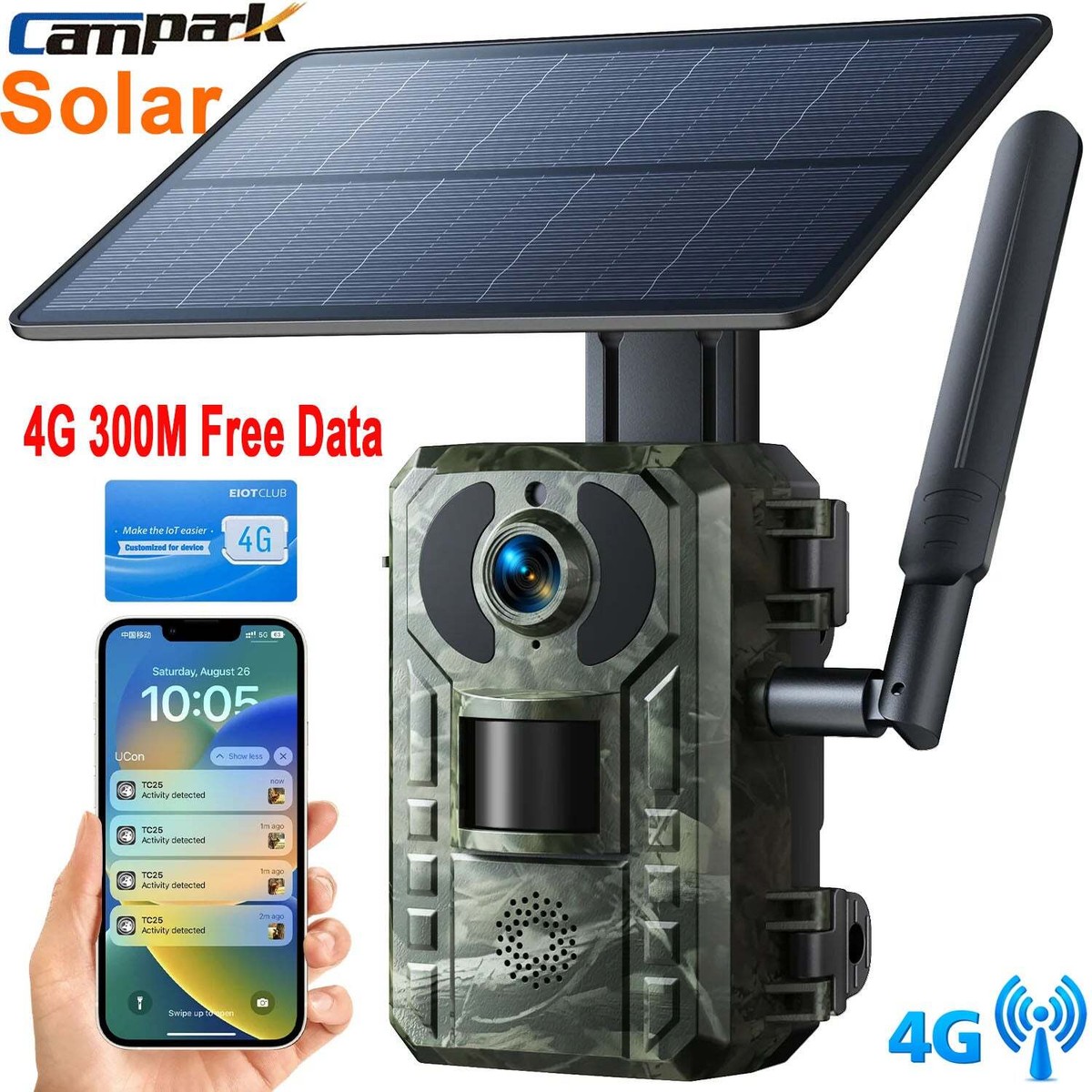 Trail Camera You Can Watch On Your Phone Campark Solar 4G 2K QUD