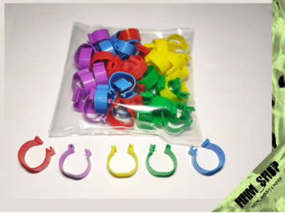 50 x Ring für Geflügel bunt / Clipsringe / Huhn Ente Zwerghuhn 16 mm