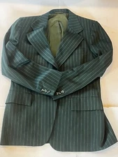 Richman Brothers Green Pinstripe Blazer Sport Coat Vintage Wool Jacket Mens 46L