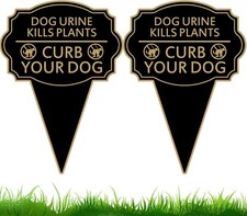Double Sided Yard Sign 2Pack,Dog Urine Kills Plants Sign,Curb Your Dog Sign,14  X