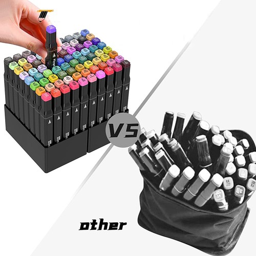 80pcs Color Marker Pen Dual Headed Graphic Artist Sketch Markers Set NEW - Picture 12 of 13