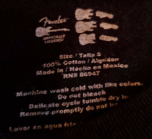 Fender Guitar Shirt Small Fender Stratocaster Graphic T Shirt Black - Picture 4 of 5