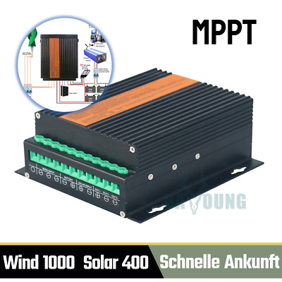 BAYOUNG 12V/24V 1000W Wind 400W Solar Hybrid MPPT Charge Controller Intelligent